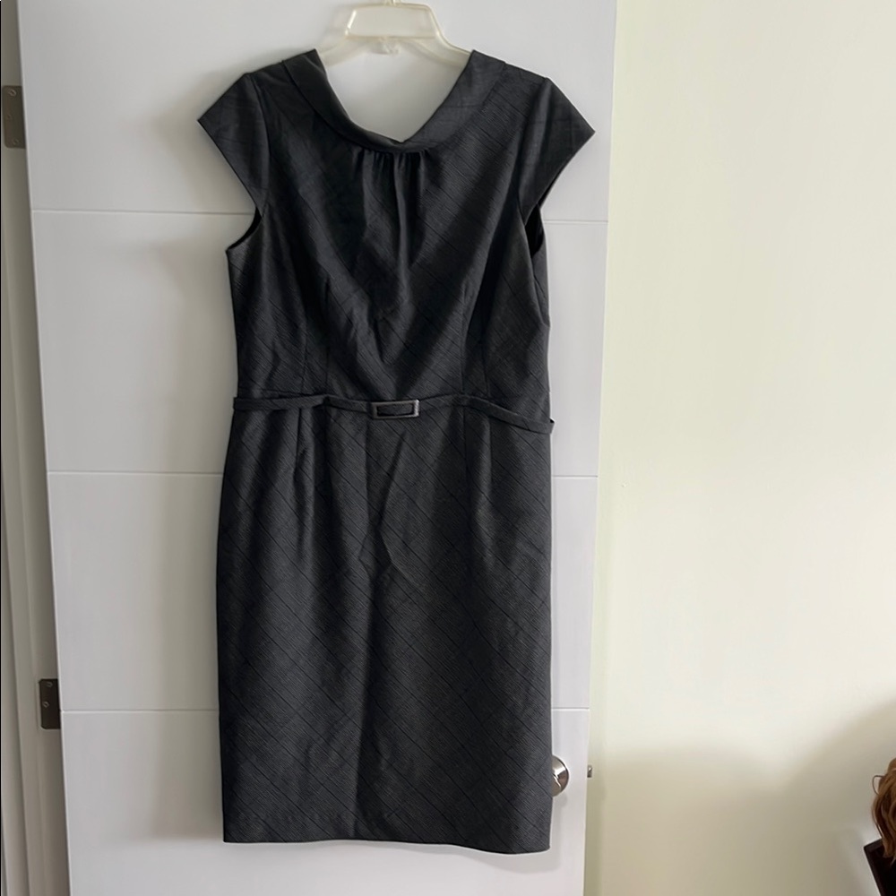 Evan Picone Gray Pleated Sheath Dress